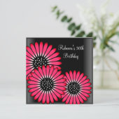 Invitation Fête du 30e anniversaire Elégante Fleurs roses noi (Debout devant)