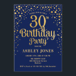 Invitation Fête du 30e anniversaire - Marine & Gold<br><div class="desc">Invitation de fête du 30e anniversaire. Design élégant en bleu marine et faux parties scintillant or. Comprend des polices de caractères et des confettis stylisés. Message-moi si vous avez besoin d'âge personnalisé.</div>