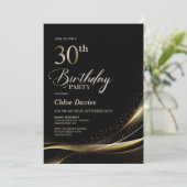 Invitation Fête du 30e anniversaire moderne Black and Gold (Debout devant)