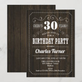 Invitation Fête du 30e anniversaire - Motif Brown en bois (Devant / Derrière)