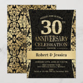 Invitation Fête du 30e anniversaire - Noir Or (Devant / Derrière)
