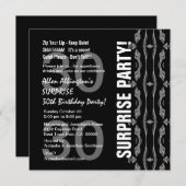 Invitation Fête du 30e anniversaire pour lui Black White Silv (Devant / Derrière)