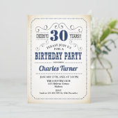 Invitation Fête du 30e anniversaire - Retro Creamy White and (Debout devant)