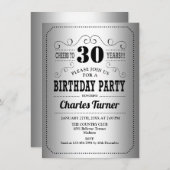 Invitation Fête du 30e anniversaire - Retro Silver Black (Devant / Derrière)