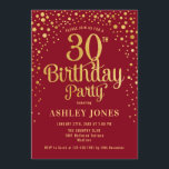 Invitation Fête du 30e anniversaire - Rouge & Or<br><div class="desc">Invitation de fête du 30e anniversaire. Design élégant en or rouge et faux parties scintillant. Comprend des polices de caractères et des confettis stylisés. Message-moi si vous avez besoin d'âge personnalisé.</div>