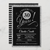 Invitation Fête du 30e anniversaire - Silver Black ANY AGE (Devant / Derrière)