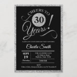 Invitation Fête du 30e anniversaire - Silver Black ANY AGE<br><div class="desc">30e Anniversaire Invitation de fête en fausse parties scintillant argent et noir. Bravo à 30 ans ! Merci de nous envoyer un message si vous avez besoin d'une personnalisation plus poussée.</div>