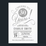 Invitation Fête du 30e anniversaire - Silver White<br><div class="desc">30e Anniversaire Invitation de fête en faux argent et blanc. Bravo à 30 ans ! Peut être personnalisé à tout âge. S'il vous plaît,  envoyez-moi un message si vous avez besoin d'une personnalisation plus poussée.</div>