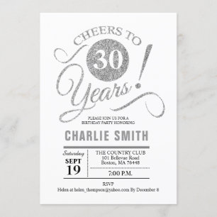 Invitation Fête du 30e anniversaire - Silver White