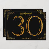 Invitation fête du 30e anniversaire, styl Gatsby, parties sci (Devant / Derrière)