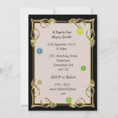 Invitation Fête du 34e anniversaire, avec des lettres fleurie (Dos)