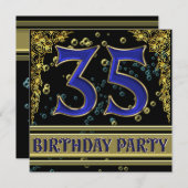 Invitation Fête du 35e anniversaire Black and Gold (Devant / Derrière)