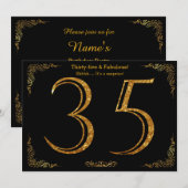 Invitation fête du 35e anniversaire, styl Gatsby, parties sci (Devant / Derrière)