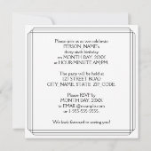 Invitation Fête du 36e anniversaire : Art Déco Style avec nom (Dos)