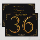 Invitation fête du 36e anniversaire, styl Gatsby, parties sci (Devant / Derrière)