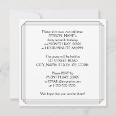 Invitation Fête du 37e anniversaire : Art Déco Style avec nom (Dos)