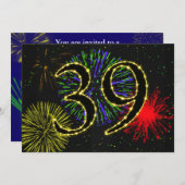 Invitation Fête du 39e anniversaire invitez (Devant / Derrière)