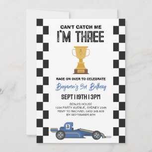 Invitation Fête du 3e anniversaire de la voiture de course ré