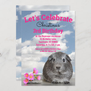 Invitation Fête du 3e anniversaire des enfants Fleurs de porc