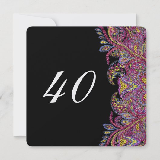 Invitation Fête du 40e anniversaire (Dos)