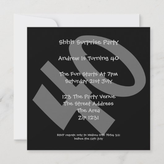 Invitation Fête du 40e anniversaire (Devant)