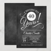 Invitation Fête du 40e anniversaire avec Motif de tableau noi (Devant / Derrière)