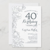 Invitation Fête du 40e anniversaire bleu ardoise (Devant)