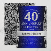 Invitation Fête du 40e anniversaire - Bleu argenté (Devant / Derrière)