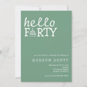 Invitation Fête du 40e anniversaire Bonjour Quarante Moderne  (Devant)