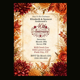 Invitation Fête du 40e anniversaire d'automne de luxe