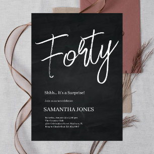 Invitation Fête du 40e anniversaire de Black and White Modern