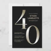 Invitation Fête du 40e anniversaire de Black Gold moderne (Devant)
