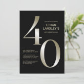 Invitation Fête du 40e anniversaire de Black Gold moderne (Debout devant)