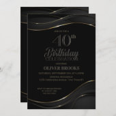 Invitation Fête du 40e anniversaire de Black Gold moderne (Devant / Derrière)