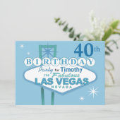 Invitation Fête du 40e anniversaire de Las Vegas - bleu (Debout devant)