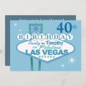Invitation Fête du 40e anniversaire de Las Vegas - bleu (Devant / Derrière)