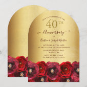 Invitation Fête du 40e anniversaire de mariage Arch Red Rose (Devant / Derrière)