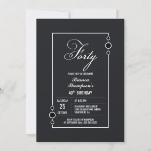 Invitation Fête du 40e anniversaire de Modern Grey