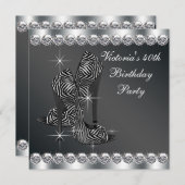 Invitation Fête du 40e anniversaire des femmes noir élégant (Devant / Derrière)