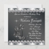 Invitation Fête du 40e anniversaire des femmes noir élégant (Dos)