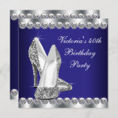 Invitation Fête du 40e anniversaire des femmes Royal Blue (Devant / Derrière)