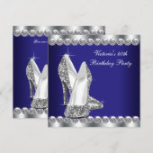 Invitation Fête du 40e anniversaire des femmes Royal Blue (Devant / Derrière)