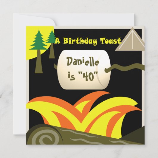 Invitation Fête du 40e anniversaire et toast de Marshmallow (Devant)