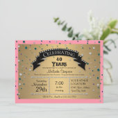 Invitation Fête du 40e anniversaire Faux Jewel Confetti (Debout devant)