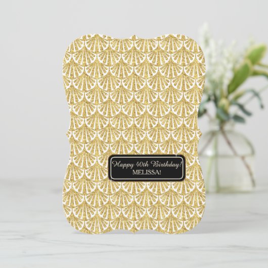 Invitation Fête du 40e anniversaire Glam Great Gatsby Style (Debout devant)