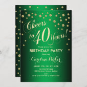 Invitation Fête du 40e anniversaire - Gold Green (Devant / Derrière)