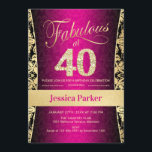 Invitation Fête du 40e anniversaire - Gold Pink Black<br><div class="desc">40e anniversaire de fête Invitation en rose, noir et or. Elégante carte invitation avec faux or parties scintillant et diamants. Fonctionne avec un modèle damask et une police de script. Fabuleux à quarante ans ! Design classique parfait pour une soirée élégante. S'il vous plaît, envoyez-moi un message si vous avez...</div>