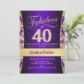 Invitation Fête du 40e anniversaire - Gold Purple (Debout devant)