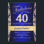Invitation Fête du 40e anniversaire - Gold Royal Blue<br><div class="desc">40e anniversaire de fête Invitation en bleu royal et or. Elégante carte invitation avec faux or parties scintillant et diamants. Fonctionne avec un modèle damask et une police de script. Fabuleux à quarante ans ! Design classique parfait pour une soirée élégante. S'il vous plaît, envoyez-moi un message si vous avez...</div>
