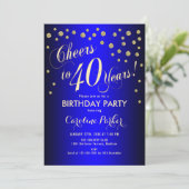 Invitation Fête du 40e anniversaire - Gold Royal Blue (Debout devant)